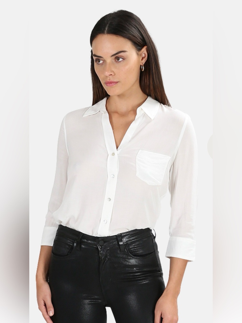 L'AGENCE RYAN 3/4 SLEEVE, Elegant Blouse White -large